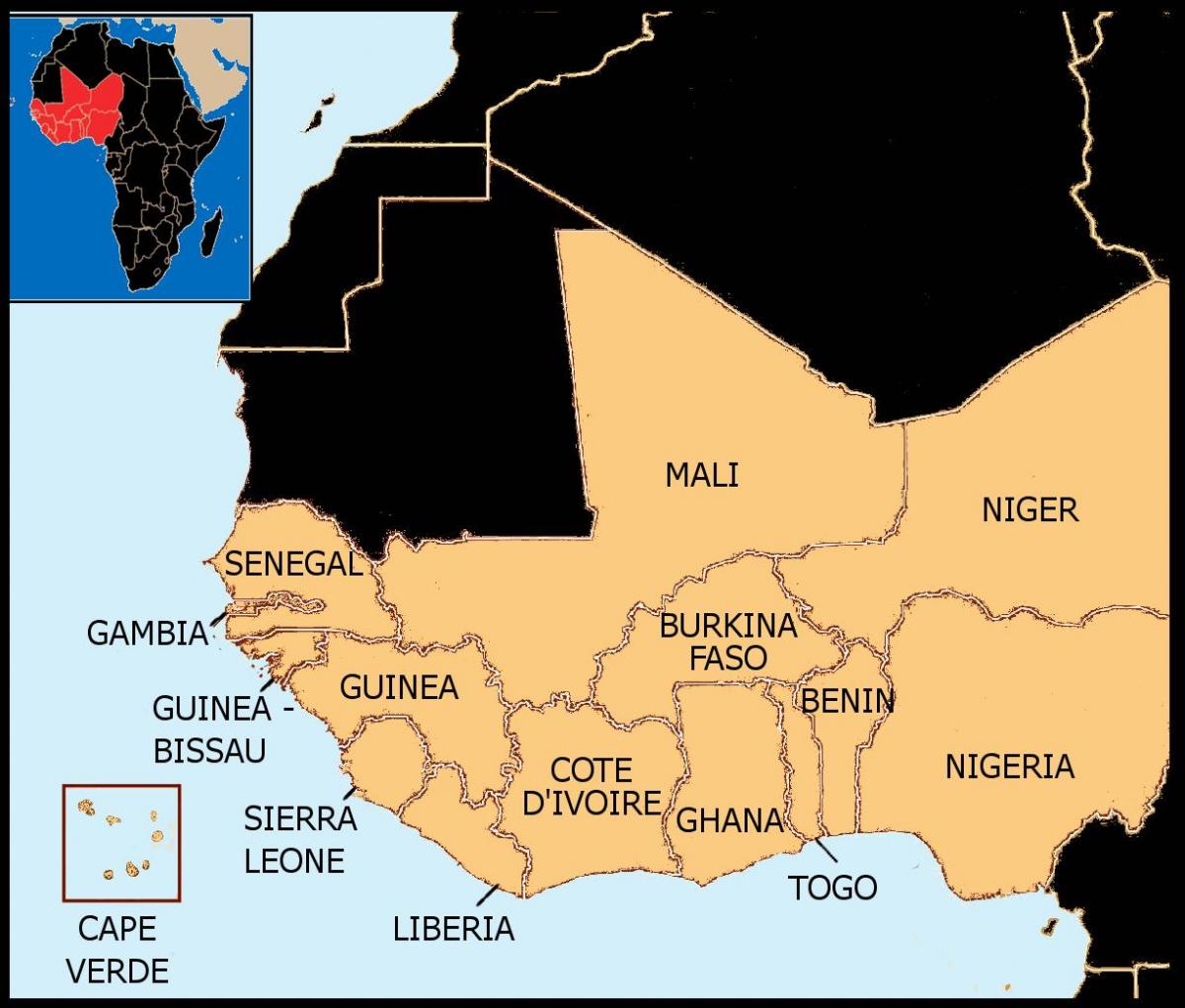 Karte von Senegal Karte west Afrika