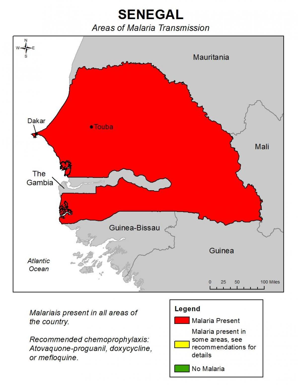 Karte von Senegal malaria