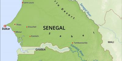 Karte physikalische Karte von Senegal